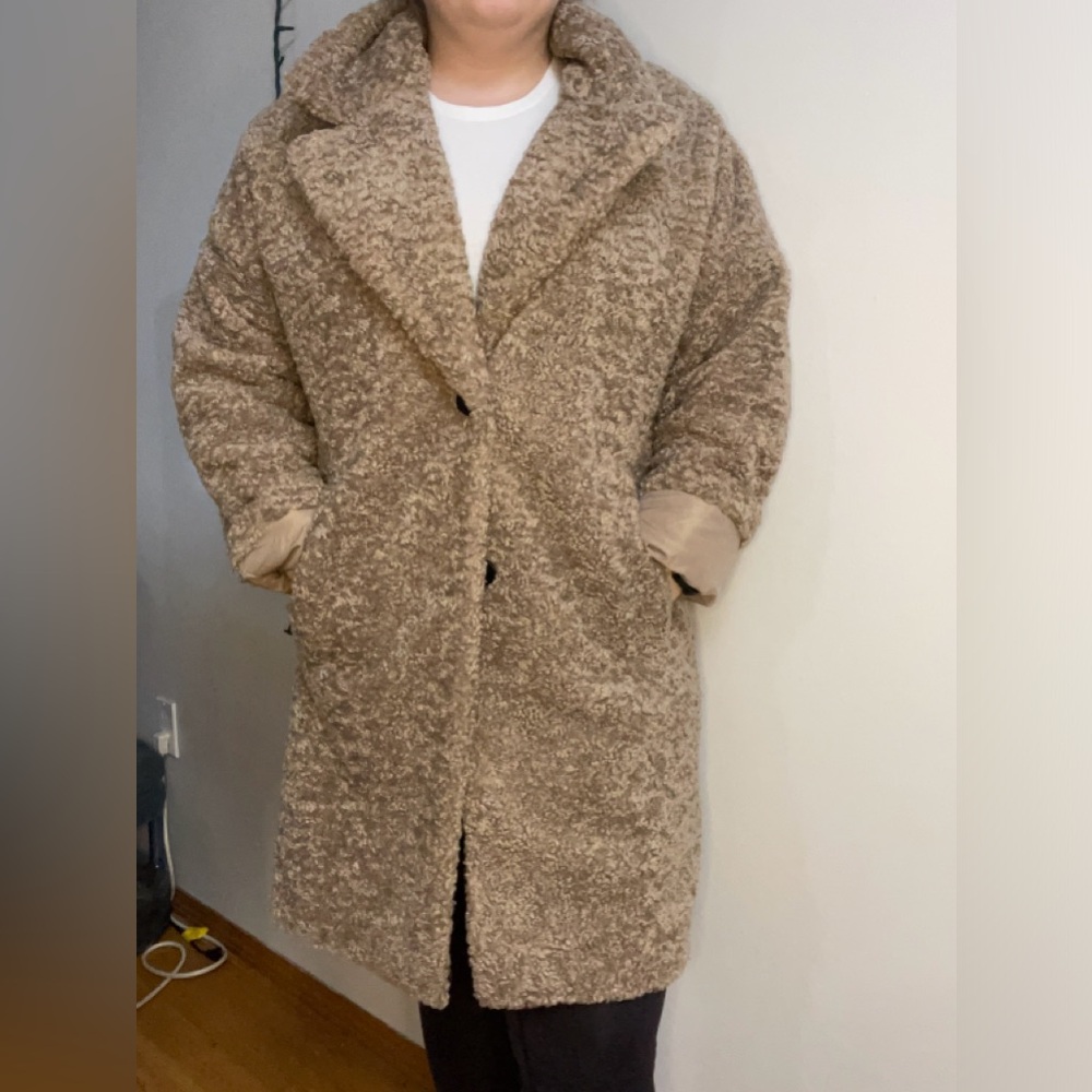 Zara Teddy coat size medium in tan brown